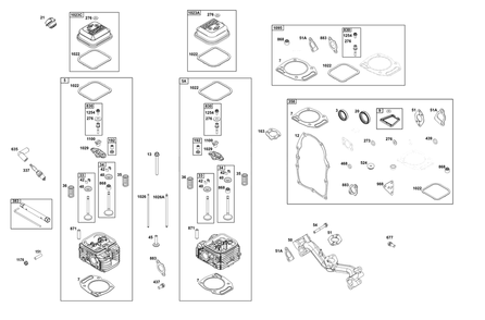 Cylinder Head Group Diagram and Parts List for 356447-0714-B5 200000 - 399999 Briggs and Stratton Engine
